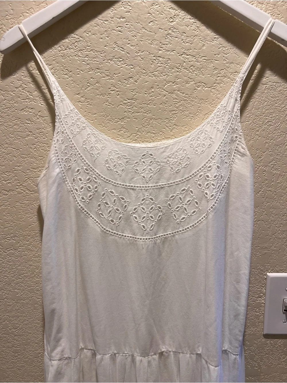 MAX&Co MaxMara 100% Cotton White Embroidered Maxi Dress Crochet Lace Boho Size S